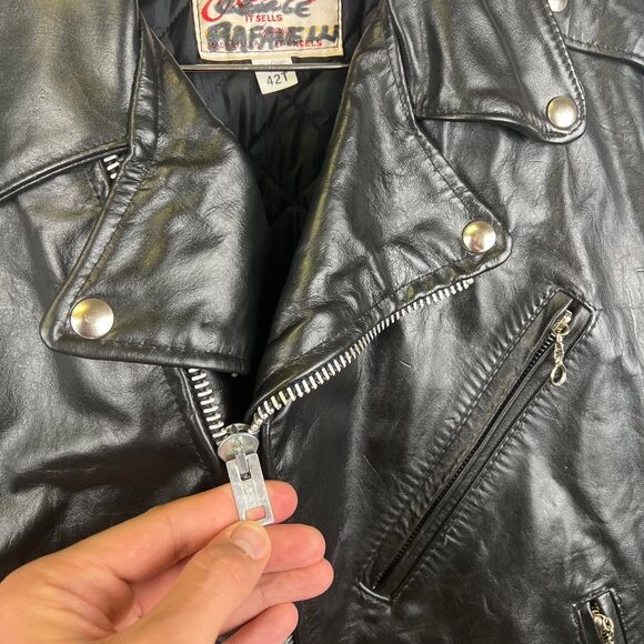 Vintage Excelled Biker Leather Jacket USA Size 42T / XL Tall - Picture 4 of 8